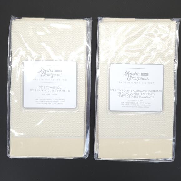 Vtg Italian Placemat Beige Jacquard Egyptian Cotton Luxury Minimalist 18x18 Set4